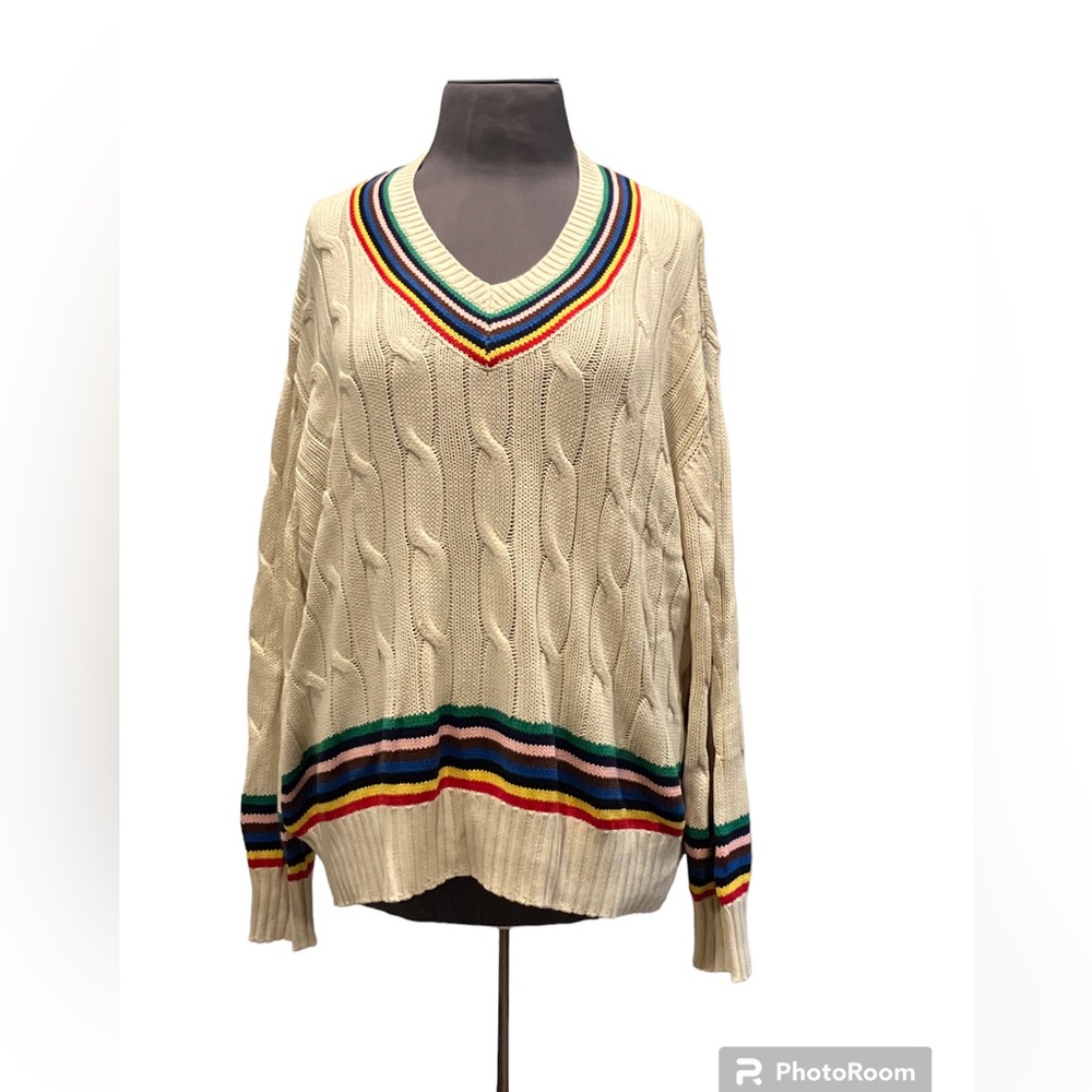 Rowing Blazers x Target  Adult Croquet Stripe Cable Knit Sweater 4XL NWT